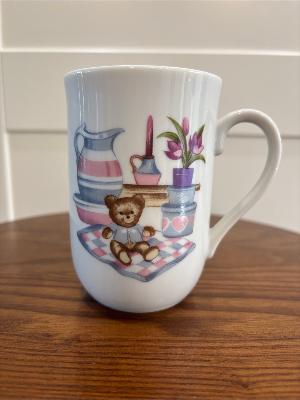 Vintage Teddy Bear Accent Mug in Pink and Blue